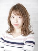 黒髪/グレーベージュ/レイヤーロング/前髪パーマ/銀座