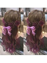お花ハーフアップ