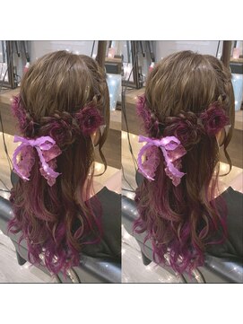 ヘアセット アリエス 新宿駅前店(aries) お花ハーフアップ