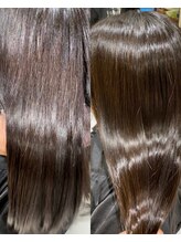 どこまでも艶のある縮毛矯正。アイロンを使わなくてもサラサラの理想な髪へ。