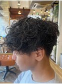 men'sパーマナチュラルビジネスツーブロック刈り上げ札幌