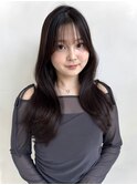 レイヤーカット/ナチュラルブラウン/縮毛矯正/前髪カット