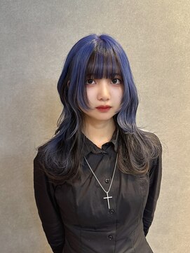 アウラ(aura) ロングウルフ　アンブレラカラー　ネイビー　ケアブリーチ