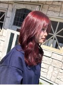 【ブリーチなし】とろける艶＊深みチェリーレッド×顔周りカット