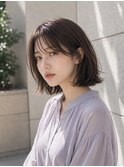 切りっぱなしボブ×グレージュ×透明感