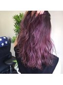 10代20代大人可愛い韓国ヘアレイヤーカット艶感ウェーブパープル