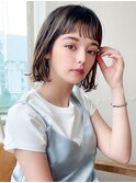 20代シースルーぱっつん前髪で可愛いくびれボブ結べるボブ