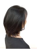40代50代大人ミディアムレイヤー/ダークカラー/黒髪ツヤ髪