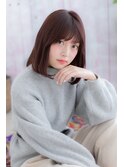 大人ガーリー艶カラーバーガンディーナチュラルロブヘアa1