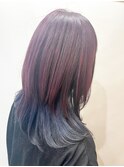 インナーカラーブルー×パープル［博多美容室］