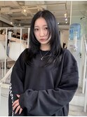 ◇暗髪×前髪無しレイヤーカット