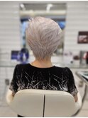ショート/グレイヘア/50代/60代/白髪ぼかし
