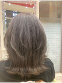 20代30代40代ダブルカラー透明感毛先パーマ肩ライン外ハネ