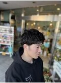 メンズショートアップバングツイストスパイラルパーマ