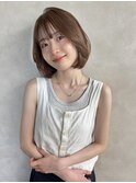 簡単スタイリング/ニュアンスボブ/ベージュヘア