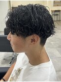メンズカットパーマ波巻きスパイラルセンターパートツイスト
