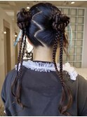 ライブヘアメイク カチモリ ツイン お団子 結婚式 ヘアセット