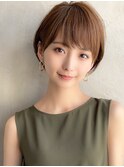 大人可愛い20代30代40代黒髪前下がりショートボブ丸みショート◎