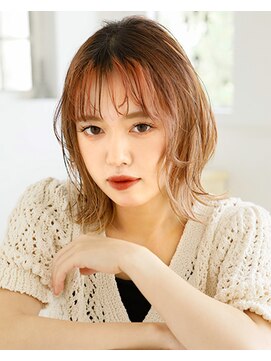 タヤ グランデュオ立川店(TAYA) 20代シースルーバングオリーブカラー外ハネミくびれミディ