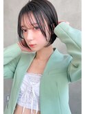 LANY横浜　丸みショートボブ×ブルーブラック