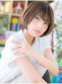 インナーカラー斜めバング大人可愛いボブh2戸田公園20代30代40代