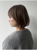 ミディアムボブ/シースルーバング/ベージュカラー