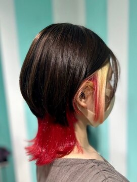 マティーナ ヘアー 池袋(Matina hair) 【ウルフ×ビビッドレッド×ゴールド】20代30代40代50代