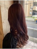 韓国風小顔ヘアゆるふわロングピンクベージュ20代30代