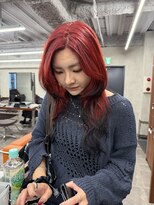 ニコ トウキョウ 渋谷(nico TOKYO)&nbsp;ダブルカラーチェリーレッドピンクブラウン韓国レイヤーロング