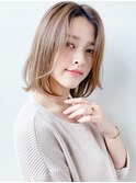 ヘルシー大人ボブ*ミディアムボブ*顔周りカット*ベージュカラー
