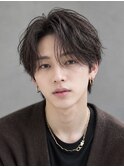 清潔感ニュアンスアップバングショートメンズパーマ