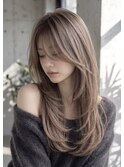 山梨甲府美容室ブリーチツヤ感ミルクティーベージュ
