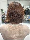 ダブルカラーピンクベージュピンクカラーケアブリーチミニボブ