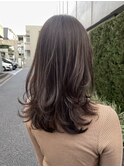 ＊ブリーチなしココアベージュカラーセミロングレイヤーカット