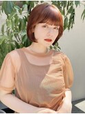 オレンジボブ×オレンジカラー×ぷつっとボブ×10代20代30代