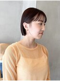 ボブミニボブショート暖色カラーぱっつん前髪