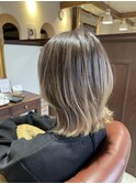 裾カラーハイライト20代30代40代大人可愛い透明感肩ライン外ハネ