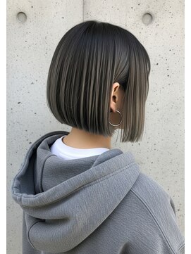 フルショウ 苦楽園店(FURUSHO) ヘイリーボブミニマルボブシルバーベージュシャドールーツ