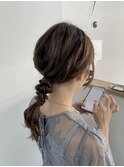 結婚式ヘア二次会ヘア編みおろしカチモリシニヨン岡山ヘアセット