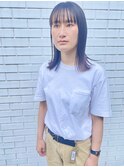 大人美人ミディアムぱっつん前髪黒髪ロングワイドバンク小顔