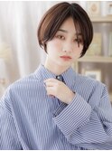 小顔補正カットうざバング透明感丸みショートc7志木20代30代40代