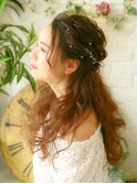 二次会☆波ウェーブふんわりハーフアップヘアセット