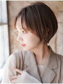 大人可愛い20代30代40代黒髪前下がりショートボブ丸みショート◎