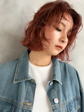 グロウバイニューヨークニューヨーク(Grow by NYNY) 【打越】ボブ×ラフウェーブ×ピンクオレンジ