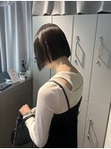 ミニボブ　外はねボブ　ブルーブラック　イメチェン