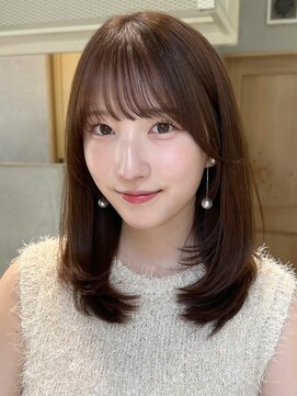 ノイカーム(noi Calm) 顔周りレイヤーカットグレージュカラーくびれボブベージュカラー