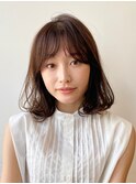 ワンカールパーマ/大人めパーマ/ミディアムヘア