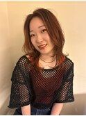 大人可愛い暖色ブリーチなしオレンジベージュ