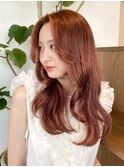 くびれヘア/アプリコットオレンジ/ハイライトカラー/茅ヶ崎