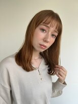 カバーヘア ブリス 志木南口駅前店(COVER HAIR bliss)&nbsp;オン眉ペールオレンジストレートレイヤーp1志木20代30代40代